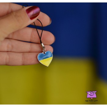 Брелок на телефон Серце України. Колір срібло